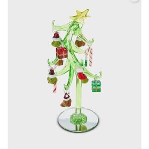 8" Dr. Seuss How The Grinch Stole Miniature Glass Christmas Tree Tabletop Decor